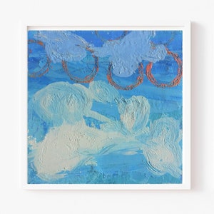abstrakt Ölmalerei auf Holz ("kleine Wolke"),Original-H 18.5 cm x B19.9 cm x T 1,3 cm,moderne Kunst, abstrakt,minimal,Unikat