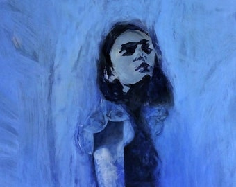 moderne Kunst, Acrylmalerei, Original, ultramarin, blau,L 120 cm x B 100cmxT3,5cm,(L 47,24 inchesxB 39,37 inch x T1,37inch),figurativ, art