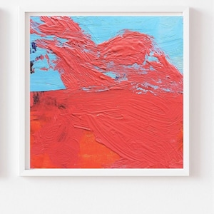 art, contemporary oil painting abstract - original on cardboard, W 15 cm x H 15 cm (5.90 inches x 5.90 inches), modern art, minimal, expressive