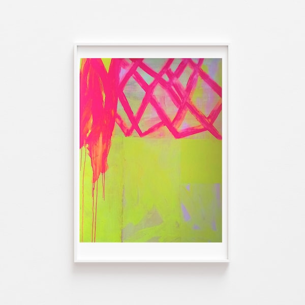 Tirage d’art, tirage d’art a. Papier Hahnemühle, 30 cm x 40 cm, surface mate, imprimé sans marge, jaune fluo, rose fluo