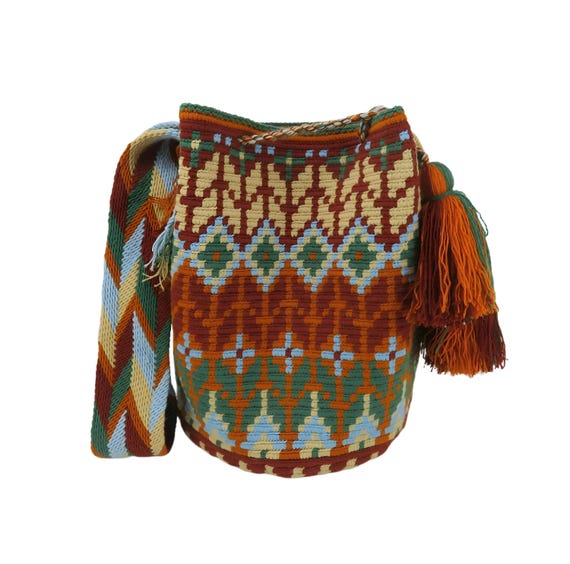Wayuu bag large mochila wayuu pattern handmade bolso wayuu taschen sac shoulder crossbody bag colombian gifts colorful strap indigenous made