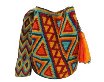 Bolso Wayuu mochila grande patrón wayuu bolso hecho a mano bolso wayuu taschen bolso bandolera bandolera regalos colombianos correa colorida hecho indígena
