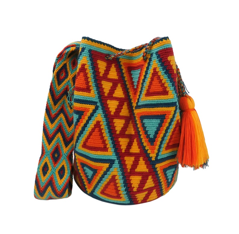 Grand sac wayuu mochila motif wayuu fait main bolso wayuu taschen sac bandoulière sac cadeaux colombiens sangle colorée fabrication indigène 1