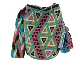 Wayuu bag large mochila wayuu pattern handmade bolso wayuu taschen sac shoulder crossbody bag colombian gifts colorful strap indigenous made