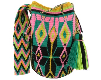 Wayuu bag large mochila wayuu pattern handmade bolso wayuu taschen sac shoulder crossbody bag colombian gifts colorful strap indigenous made