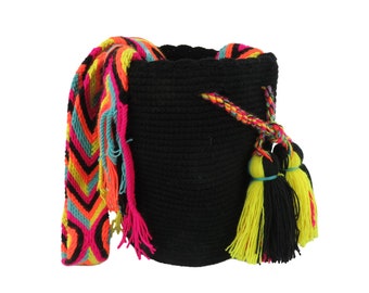 Petit sac à mochilas WAYUU uni, original de Colombie, seau artisanal équitable, sac coloré el encanto