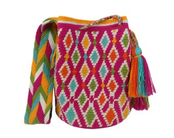 Wayuu Bag Large Mochila Wayuu Pattern Handmade Bolso Wayuu Taschen Sac Shoulder Crossbody Bag Colombian Gifts Colorful Strap Indigenous Made Etsy UK