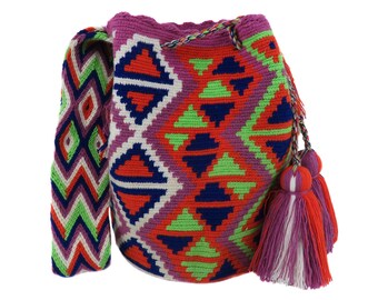 Bolso Wayuu mochila grande patrón wayuu bolso hecho a mano bolso wayuu taschen bolso bandolera bandolera regalos colombianos correa colorida hecho indígena