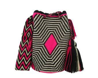 Grand sac wayuu mochila motif wayuu fait main bolso wayuu taschen sac bandoulière sac cadeaux colombiens sangle colorée fabrication indigène