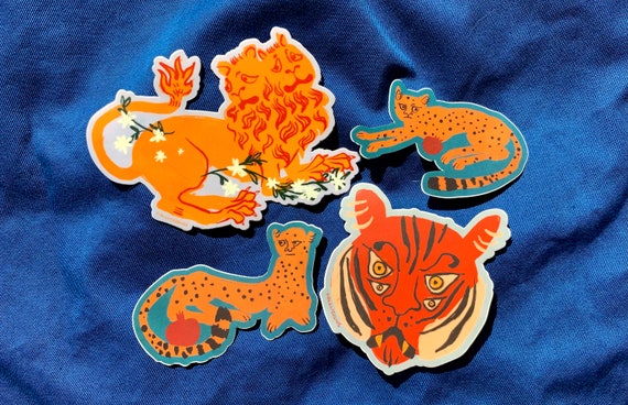 Four Piece Big Cat Sticker Set