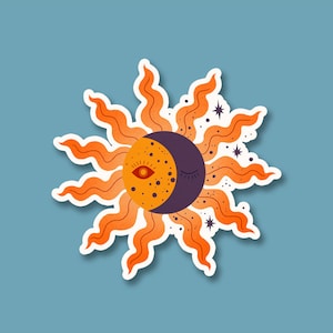 Autocollant Soleil et Lune 3"