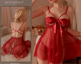 Erotische Dessous, sexy Dessous für Frauen, Dessous-Sets, Bettdessous, kokettes Nachthemd, einheitliche Versuchung, Geschenk für sie, Geschenk für Frauen