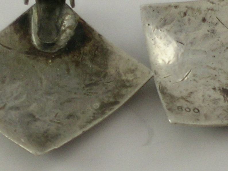 800 Niello Silver Fleur de Lis Clip on Earrings #0153