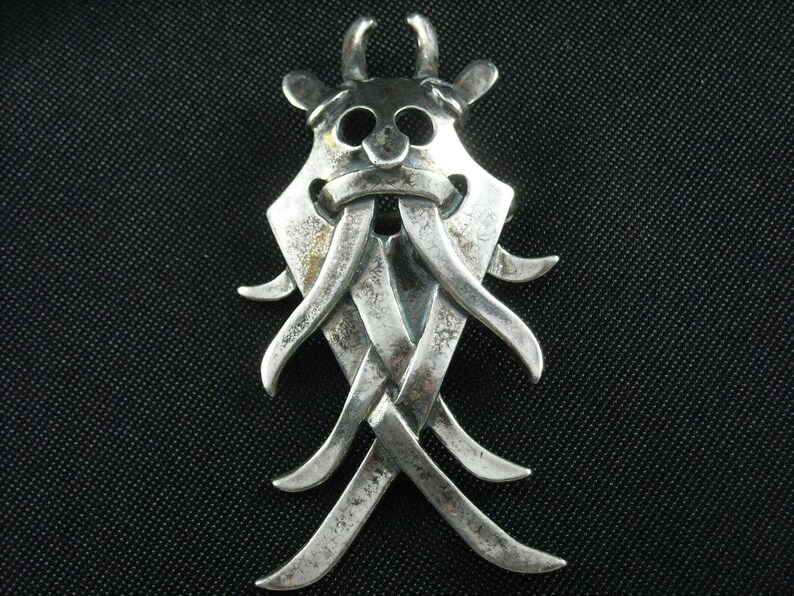 Kjeld Larsen Sterling Silver Viking Odin Mask Brooch Pin #0190