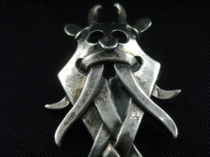 Kjeld Larsen Sterling Silver Viking Odin Mask Brooch Pin #0190