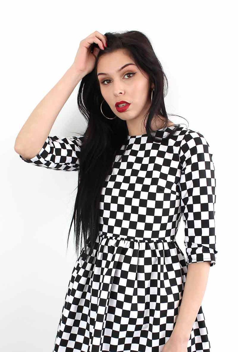 Checkered Skater Dress
