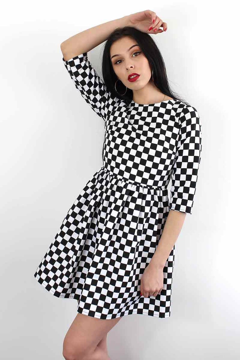 Checkered Skater Dress