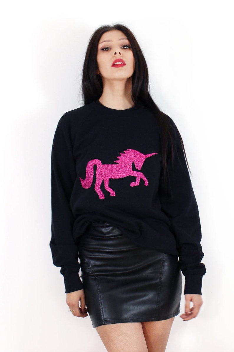 Pink Glitter Unicorn Jumper Etsy