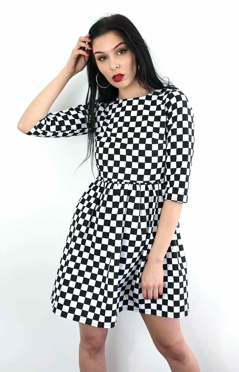 Checkered Skater Dress