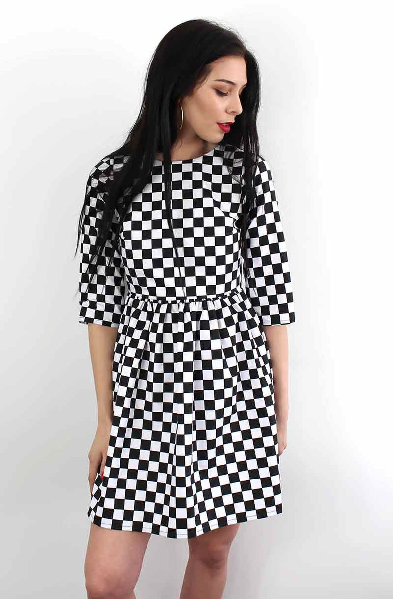Checkered Skater Dress