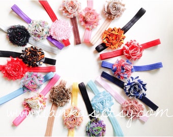 Shabby Chic Headband Pink Floral Shabby Hair Clip Headband Newborn Headband Baby Headbands Chevron Headband Polka Dot Headband