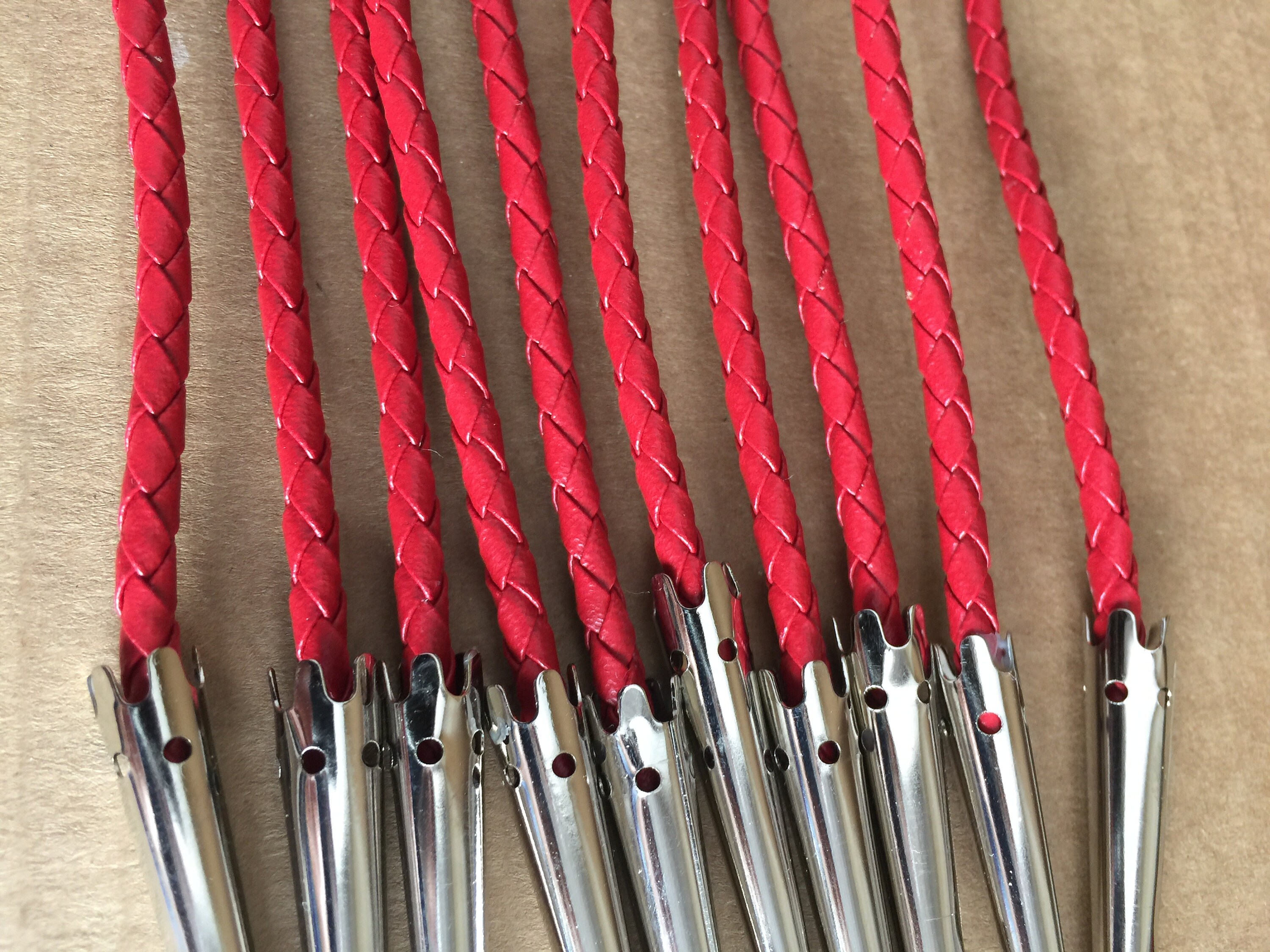 Red Braided Bolo Cords with Base Metal Tips Attached for DIY Etsy