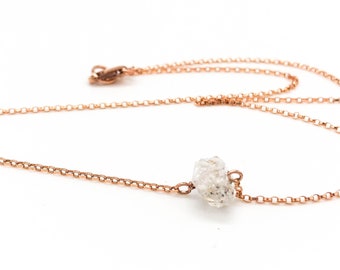 Rose Gold Choker Herkimer Diamond Necklace Simple Gold Jewelry under 50 Gift for her Raw Crystal Bridal Accessories Boho Wedding Jewelry