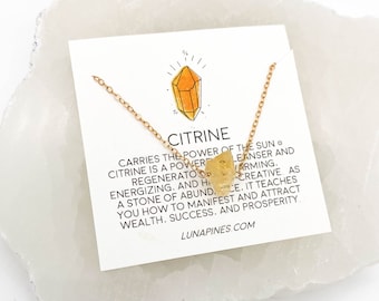 Everyday Gold Necklace Citrine Jewelry November Birthstone Modern Crystal Jewelry Holiday Gift Ideas under 30 Minimalist Gold Jewelry