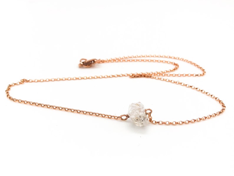 Rose Gold Choker Herkimer Diamond Necklace Simple Gold Jewelry under 50 Gift for her Raw Crystal Bridal Accessories Boho Wedding Jewelry