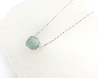 Aquamarine Meaning Necklace March Birthday Gift under 30 Blue Raw Gemstone for Girlfriend crystal Meaning Jewelry Calming Energy Gemstone