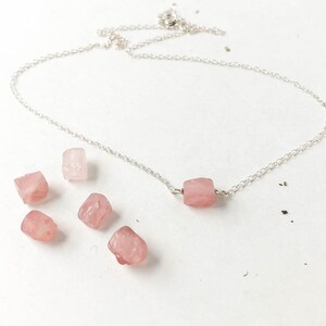 Custom Crystal Necklace Rose Quartz Jewelry for her under 30 Unique Gift for Wife Love Stone Anniversary Jewelry Simple Everyday Necklace