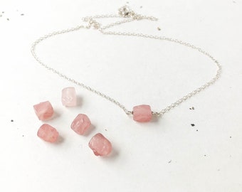 Custom Crystal Necklace Rose Quartz Jewelry for her under 30 Unique Gift for Wife Love Stone Anniversary Jewelry Simple Everyday Necklace