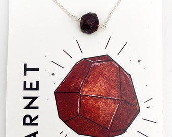 January Birthstone Necklace Raw Garnet Jewelry for Her under 40 Red Gemstone Gift Capricorn Birthday Ideas Minimalist style for Mothers