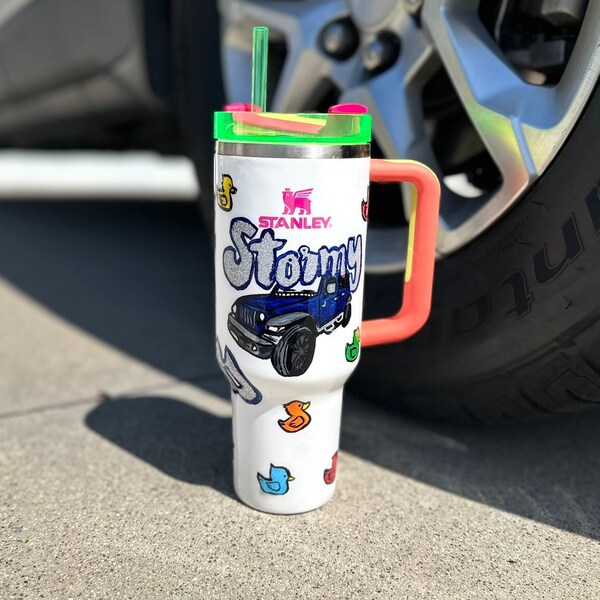 Custom Hand-Painted Stanley Tumbler - From Personal Photo - Jeep Life Tumbler