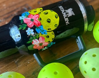 Custom Hand-Painted Stanley Tumbler - Pickleball Inspired Sport Sipper