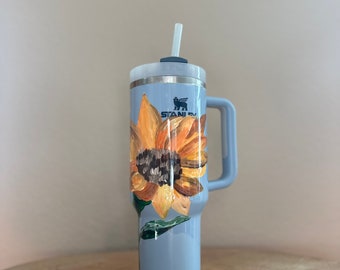 Custom Hand-Painted Stanley Tumbler - Sunflowers