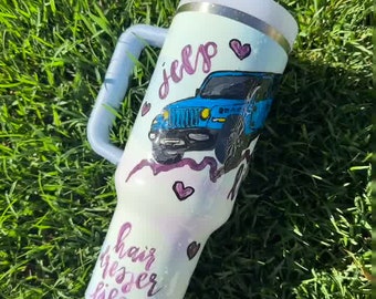 Custom Hand-Painted Stanley Tumbler - From Personal Photo - Jeep Life Tumbler