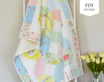 Bunnies & Cream Crib / Cot Quilt PDF Pattern