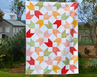 Backyard Chicks Quilt PDF Pattern - 3 size options - baby / throw / bed