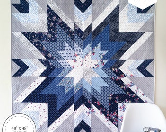 Indigo Star Quilt Paper Pattern