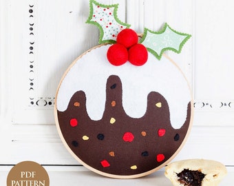 Christmas Pudding Hoop Art PDF Pattern