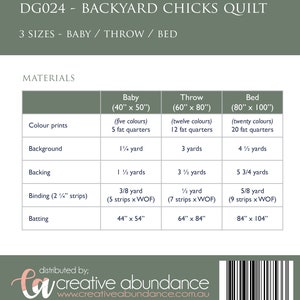 Backyard Chicks Quilt Paper Pattern 3 size options baby / throw / bed image 2
