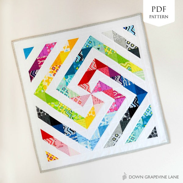 Rainbow Swirl Mini Quilt PDF Pattern
