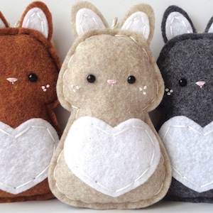 Handmade Felt Rabbit Ornaments / Personalized Kids Name Christmas Ornaments / Personalized Rabbit Gift / Easter Ornaments