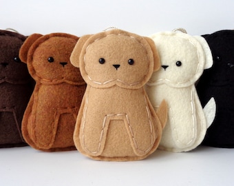 Felt Dog Ornaments / Personalized Black Tan Brown Cinnamon Ivory Dog Ornaments / Pet Name Ornaments / Dog Christmas Ornaments / Dog Gifts