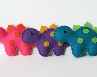 Handmade Personalized Stegosaurus Ornament, Custom Color Felt Dinosaur Christmas Ornaments