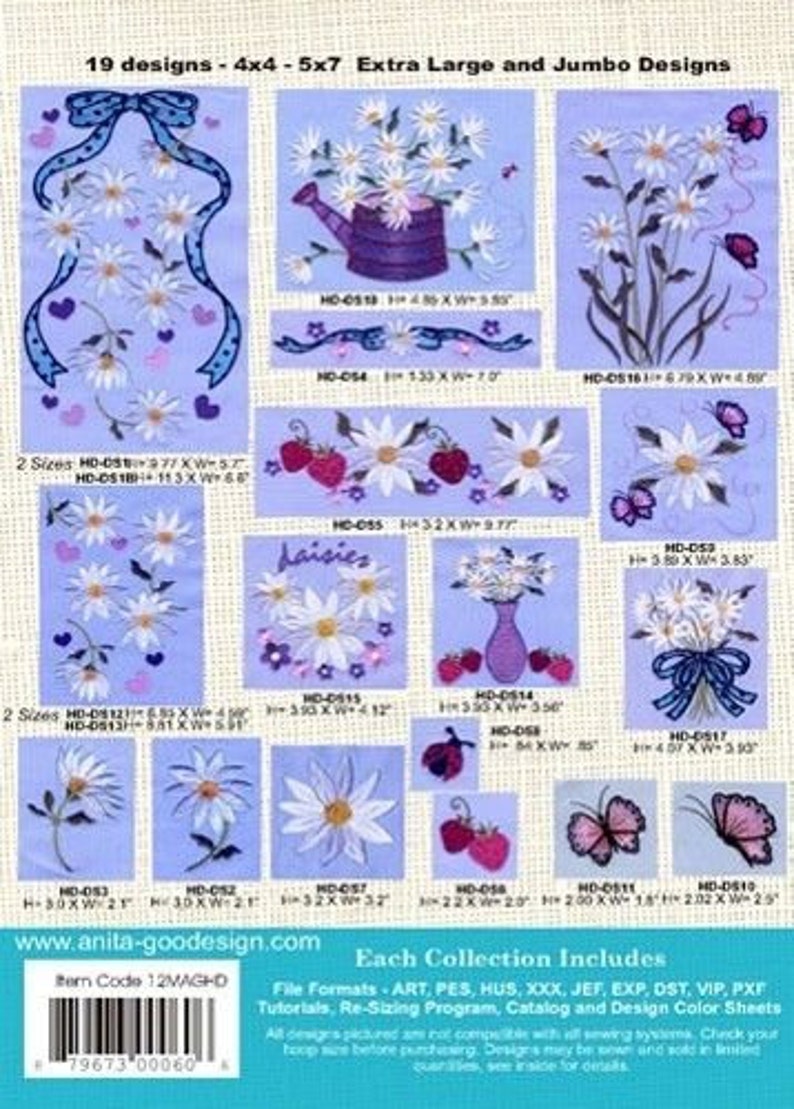 Daisies Anita Goodesign Embroidery Design CD Etsy