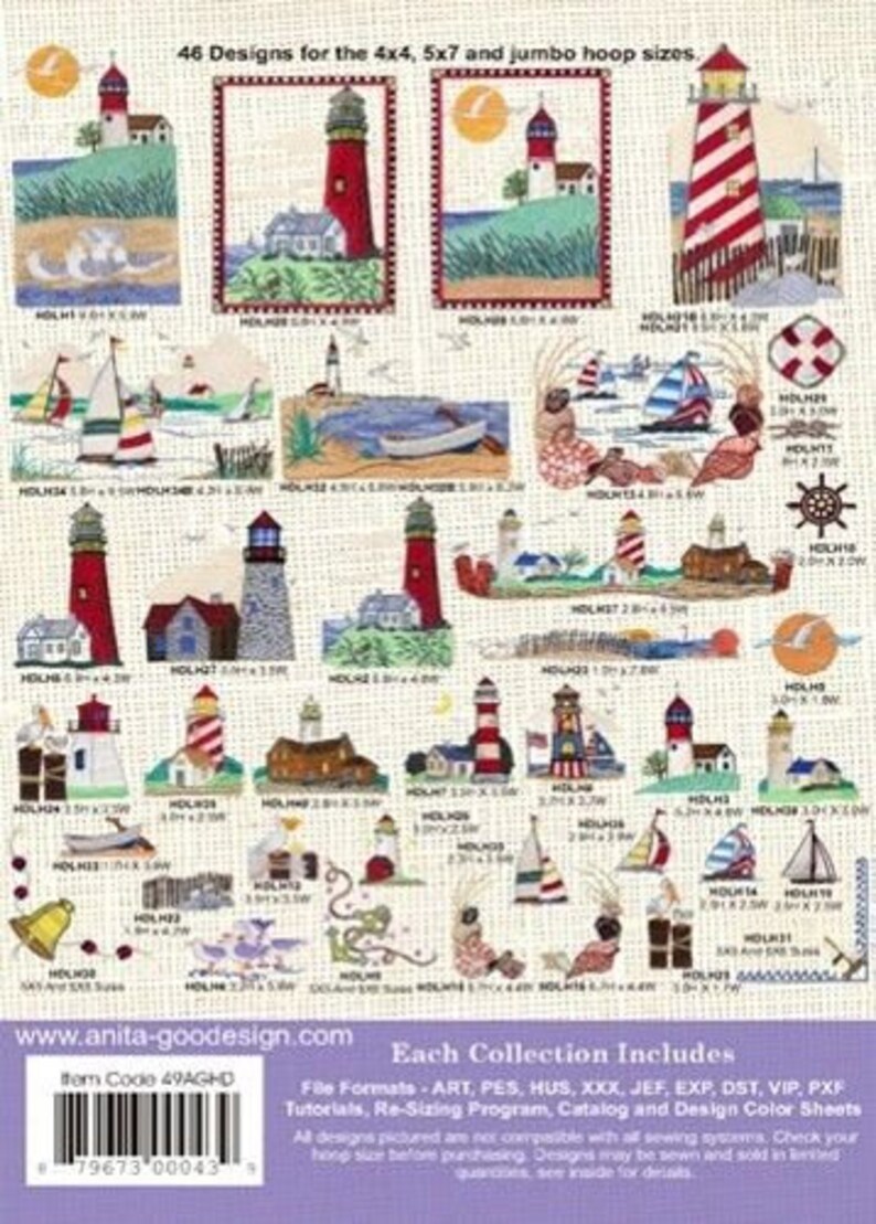 Lighthouses Anita Goodesign Embroidery CD Design Full Collections Etsy