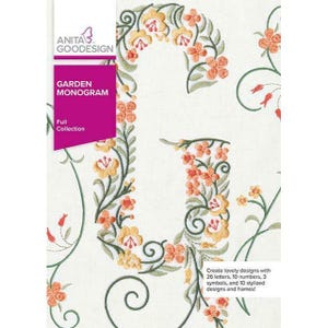 May include: A book cover with a floral design in shades of green, orange, and yellow. The title "Garden Monogram" is printed in black text. The subtitle "Full Collection" is printed in white text on a pink background.