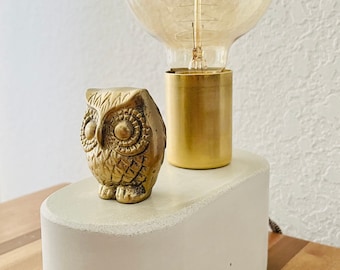 Concrete Owl Lamp // Touch-Controlled